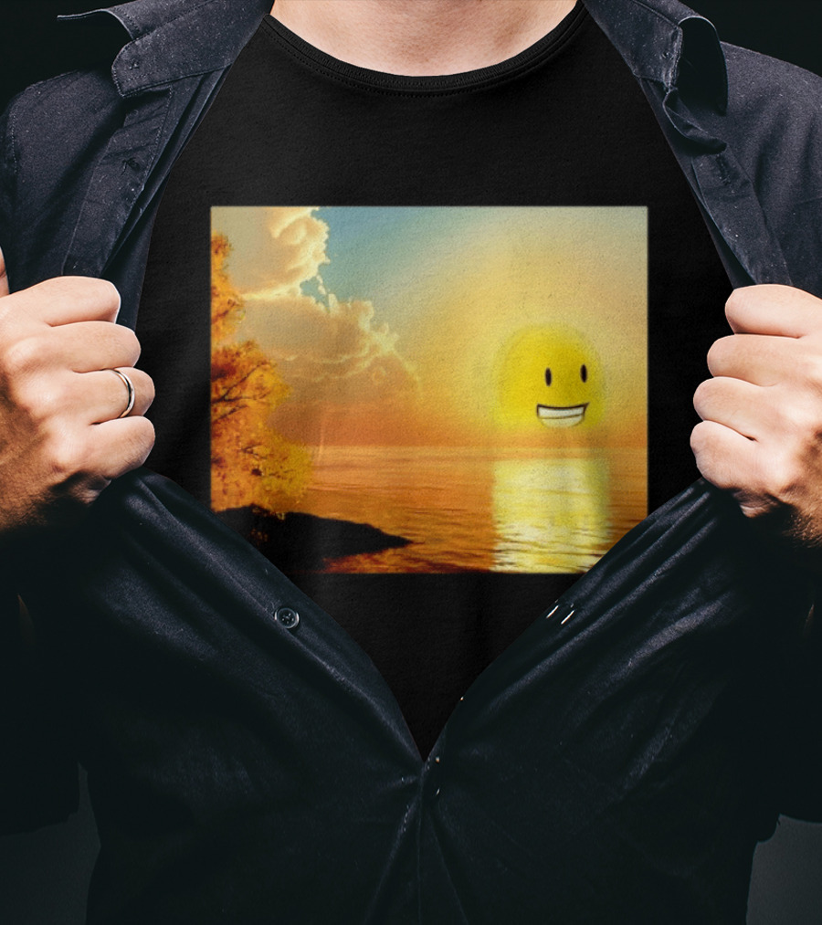 Golden Coin Face Sunset Over Water Inspired By Battle For Dream Island T-Shirt