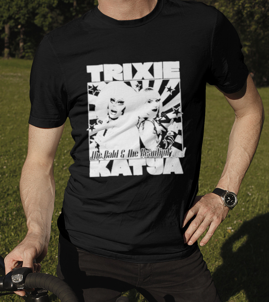 Trixie Katya The Bald And The Beautiful Stars Burst Microphone T-Shirt