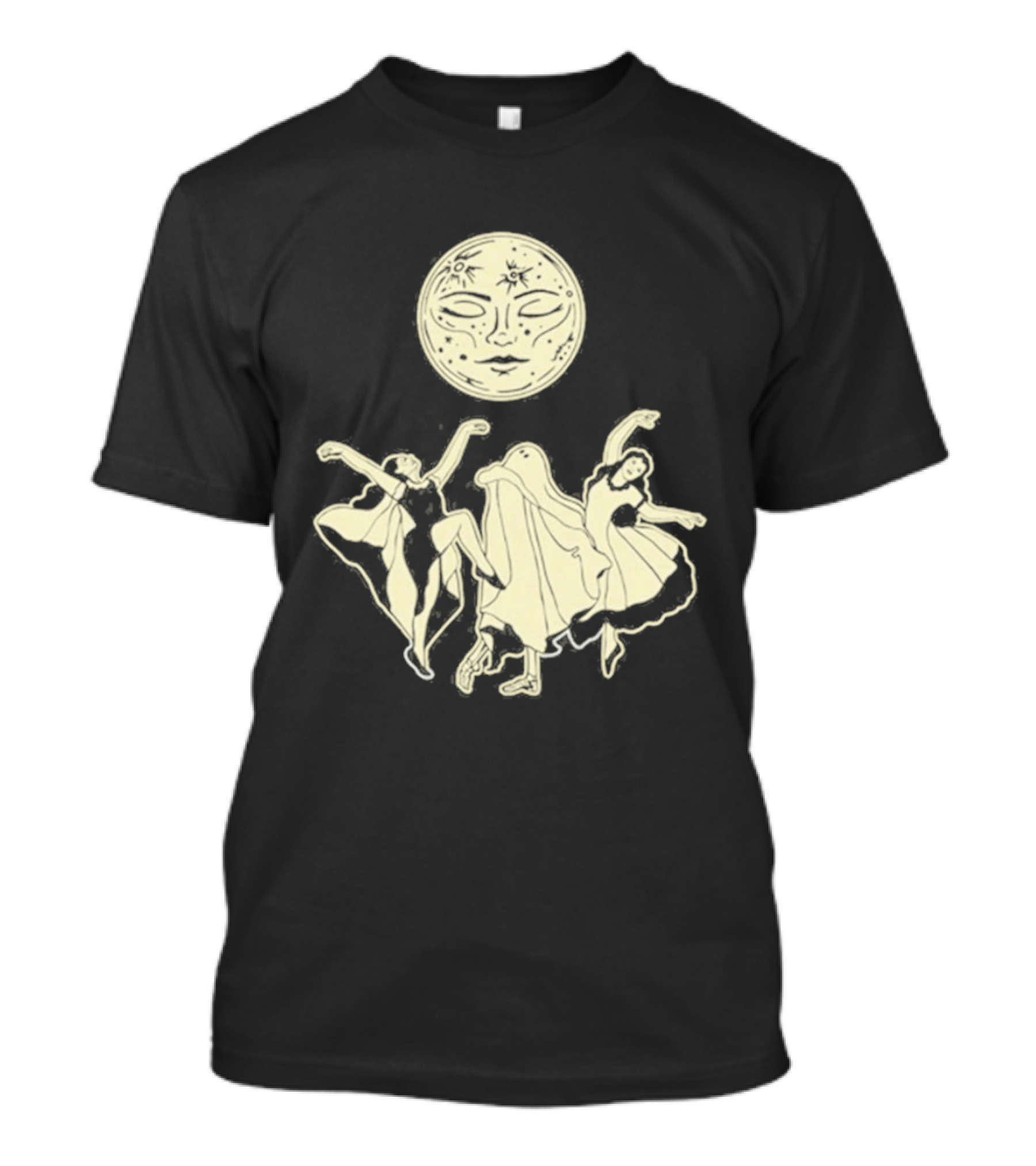 Two Girls Ghostly Dance Under Moon T-Shirt