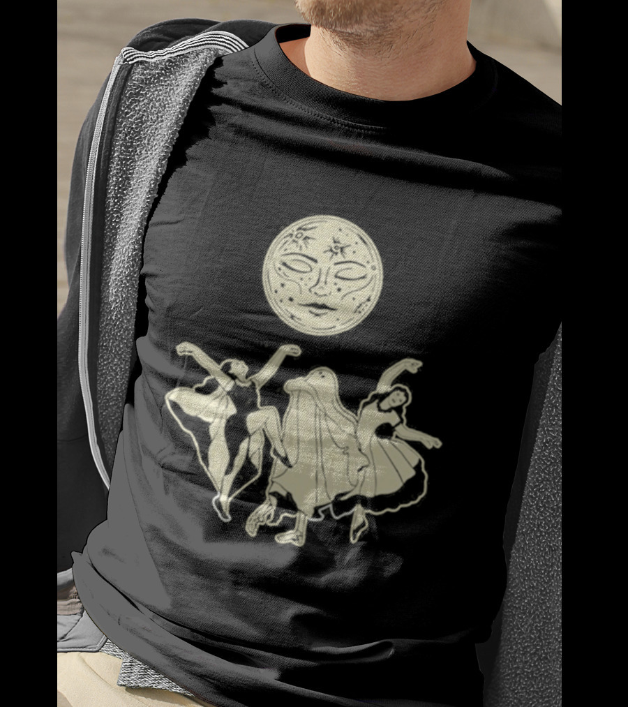 Two Girls Ghostly Dance Under Moon T-Shirt
