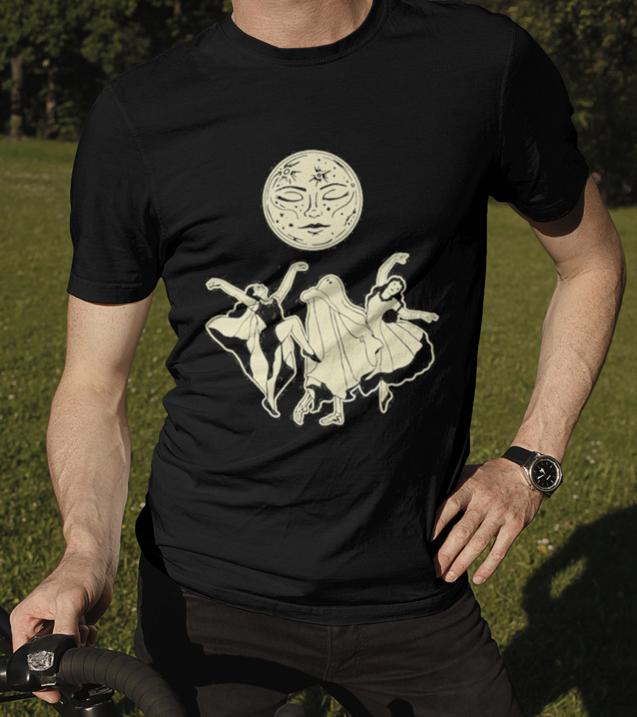 Two Girls Ghostly Dance Under Moon T-Shirt
