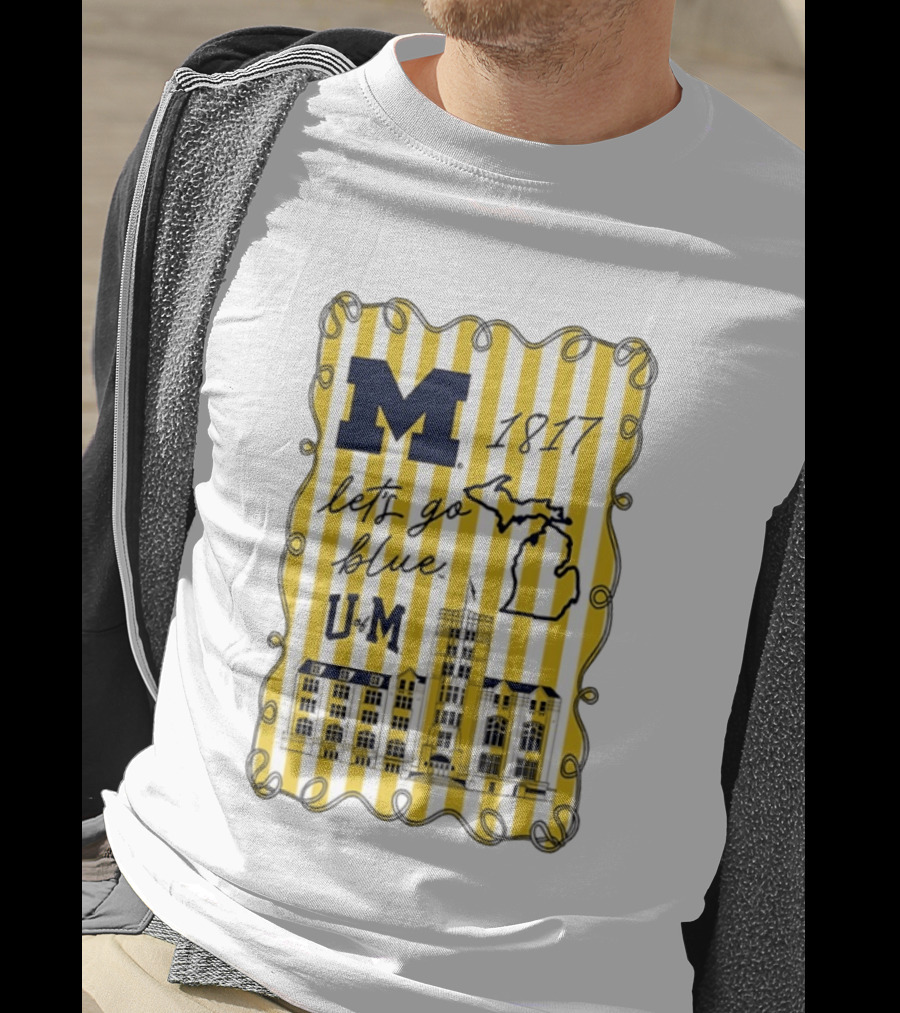 Michigan Wolverines M 1817 Let's Go Blue U Of M Campus Map T-Shirt