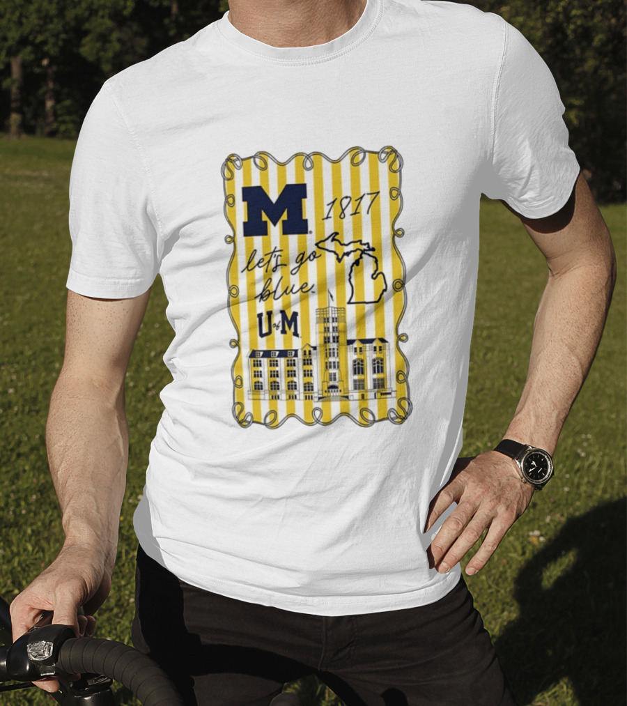 Michigan Wolverines M 1817 Let's Go Blue U Of M Campus Map T-Shirt