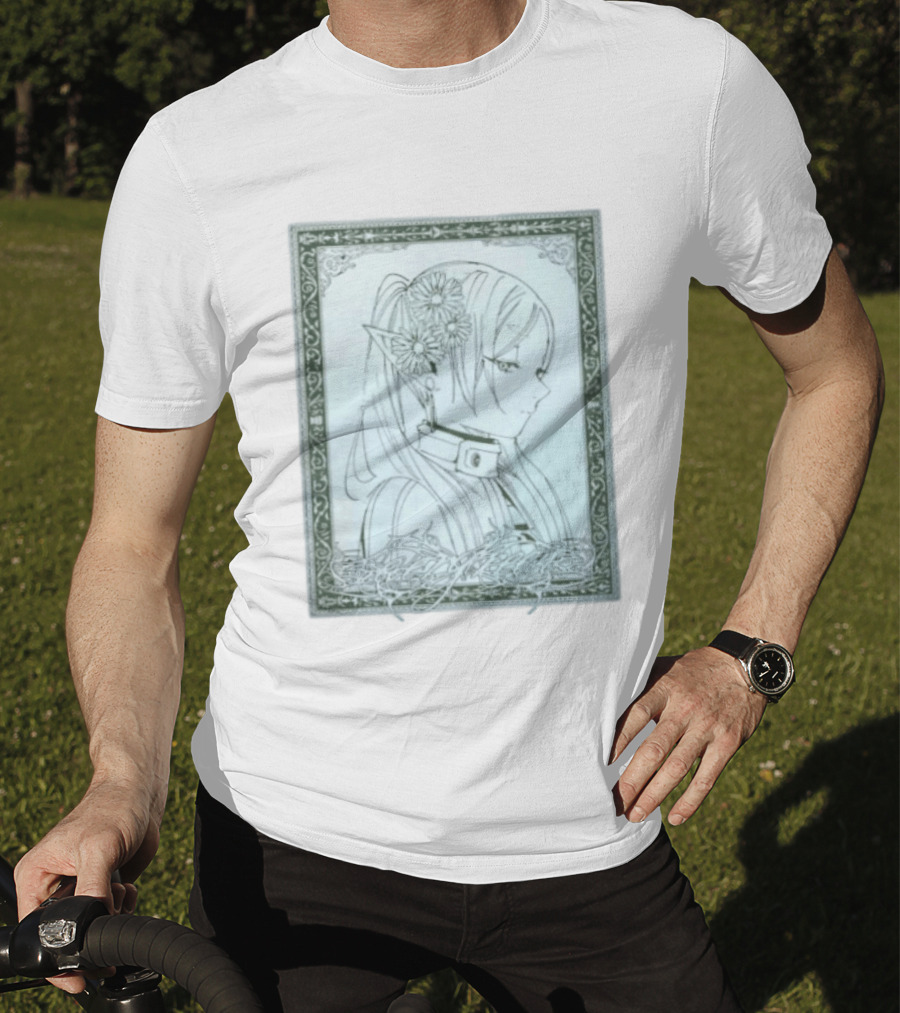 Frieren Evergreen Elf Girl Floral Fantasy Art Nouveau T-Shirt