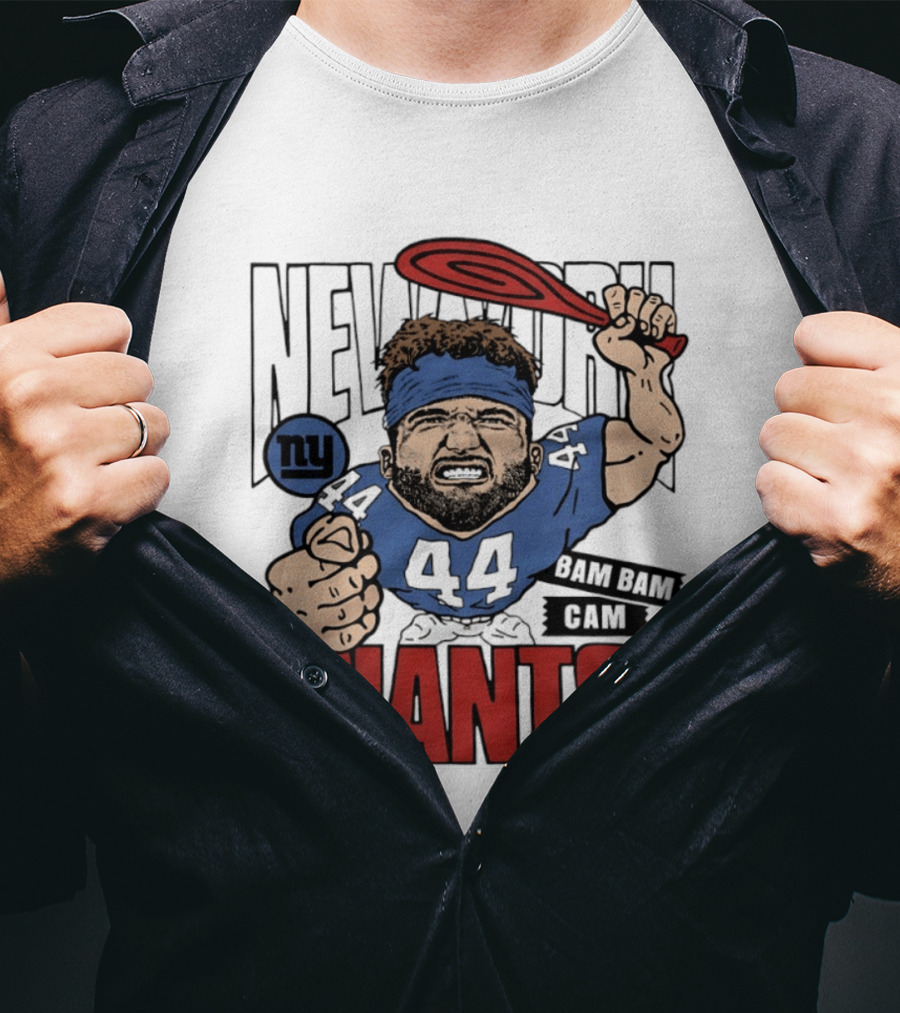 New York Giants Bam Bam Cam 44 Caricature Football ан T-Shirt