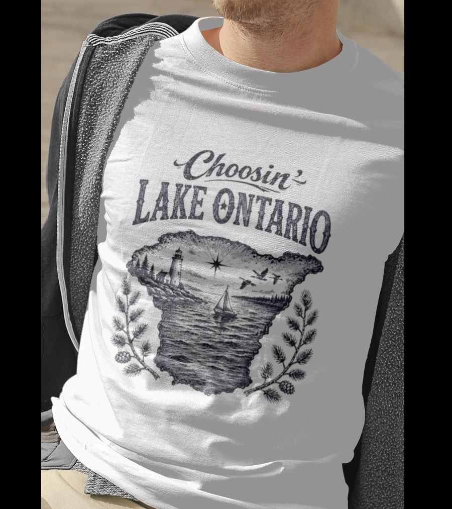 Choosin' Lake Ontario Nautical Adventure Map T-Shirt