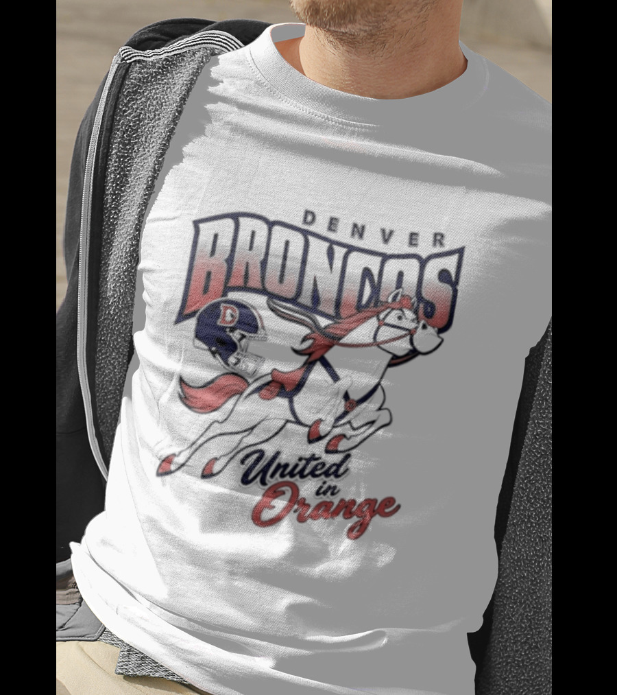 Denver Broncos United In Orange Football Helmet Horse T-Shirt