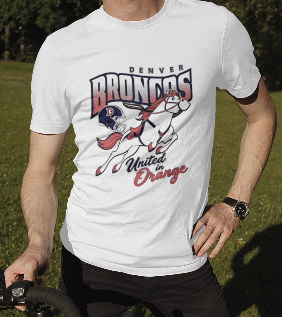 Denver Broncos United In Orange Football Helmet Horse T-Shirt