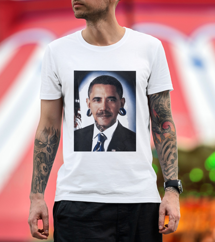 Obama President Political Fashion With Tattoos And Futuristic T-Shirt