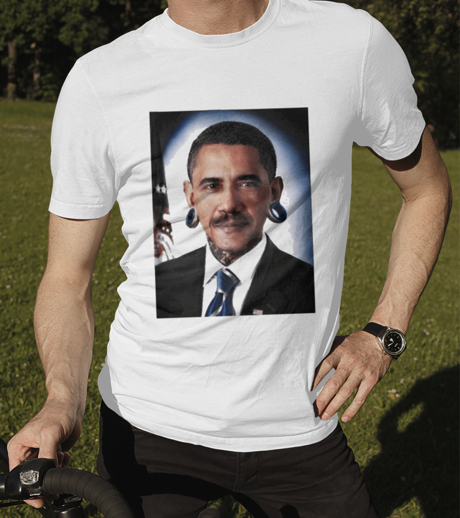 Obama President Political Fashion With Tattoos And Futuristic T-Shirt