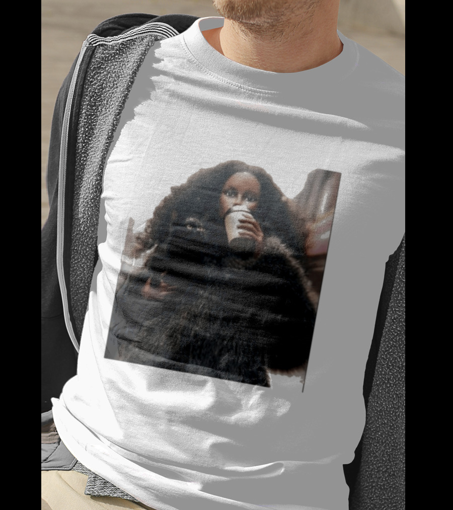 Diana's Cat Club Fashionable Coffee Moment With Furry Coat And Black Cat T-Shirt