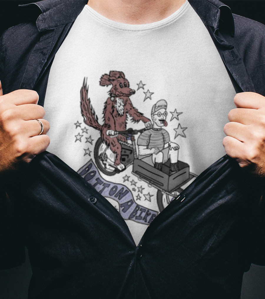Original Dog On A Bike Omnium Cycling Matt Crank Free And High Stars T-Shirt