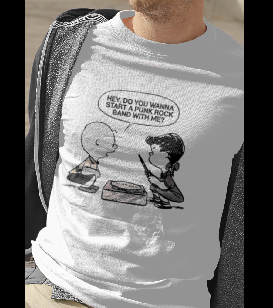 Peanuts Charlie Brown Lucy Van Pelt Hey Do You Wanna Start A Punk Rock Band With Me T-Shirt