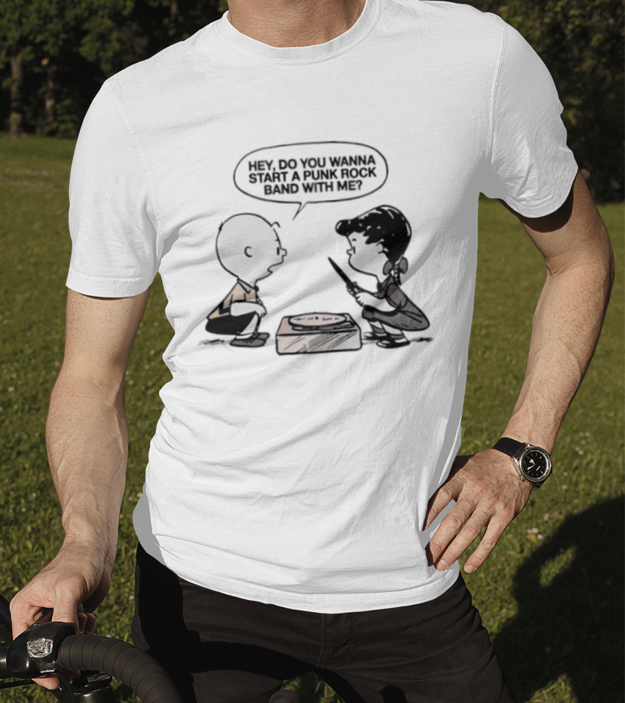 Peanuts Charlie Brown Lucy Van Pelt Hey Do You Wanna Start A Punk Rock Band With Me T-Shirt