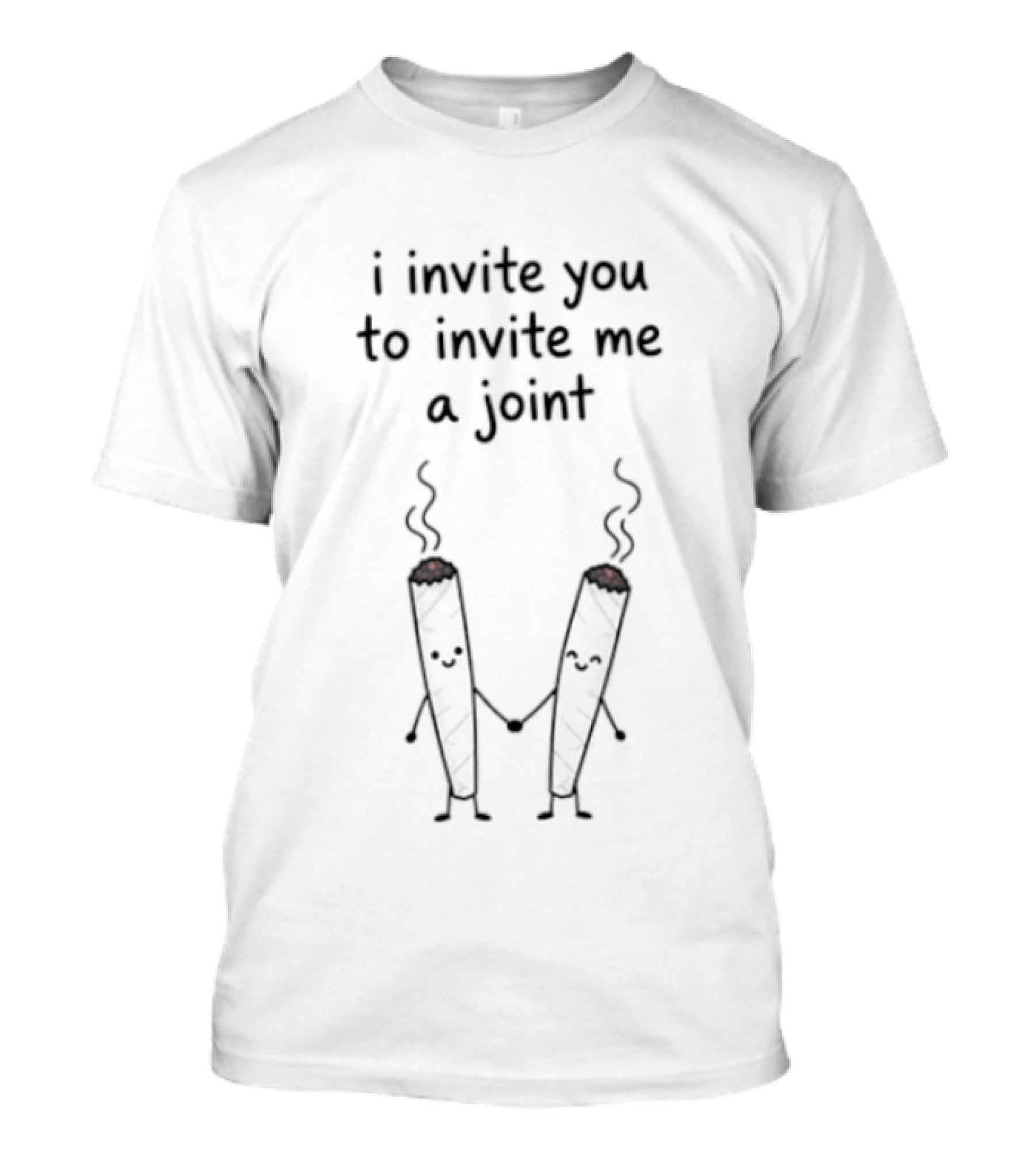 I Invite You To Invite Me A Joint Smoking Cartoon Pair T-Shirt