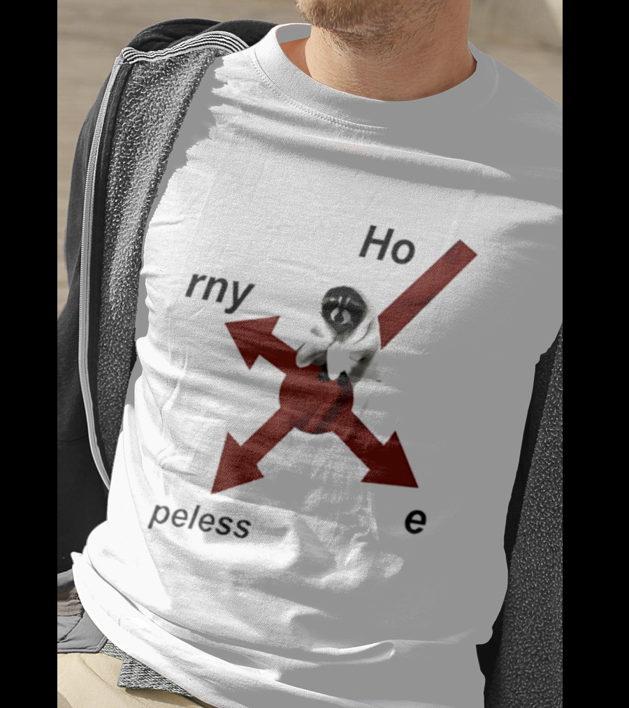Raccoon Horny Hopeless Hoe Arrows T-Shirt