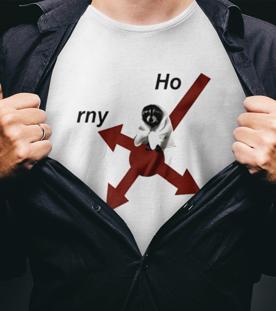 Raccoon Horny Hopeless Hoe Arrows T-Shirt