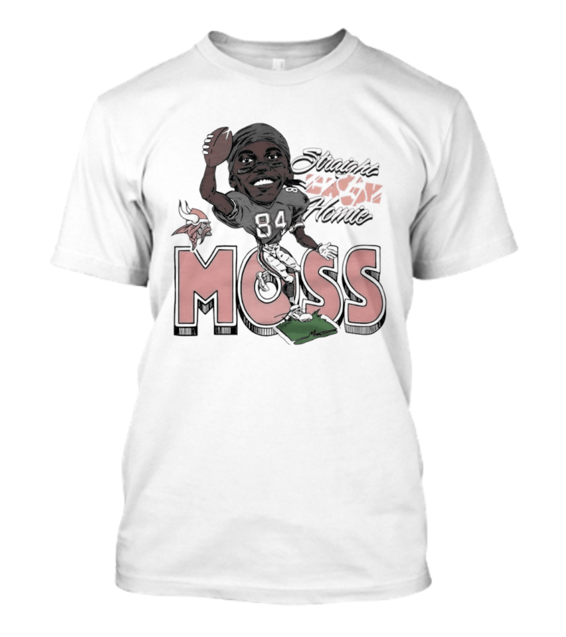 Moss Minnesota Vikings Straight Cash Homie Football Caricature T-Shirt