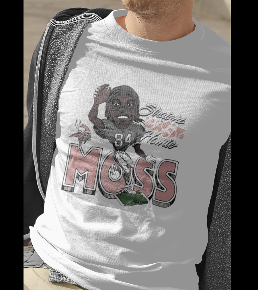 Moss Minnesota Vikings Straight Cash Homie Football Caricature T-Shirt