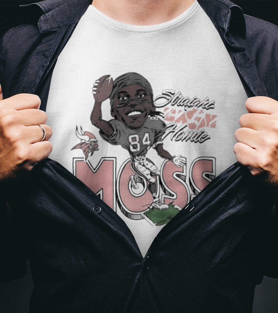 Moss Minnesota Vikings Straight Cash Homie Football Caricature T-Shirt