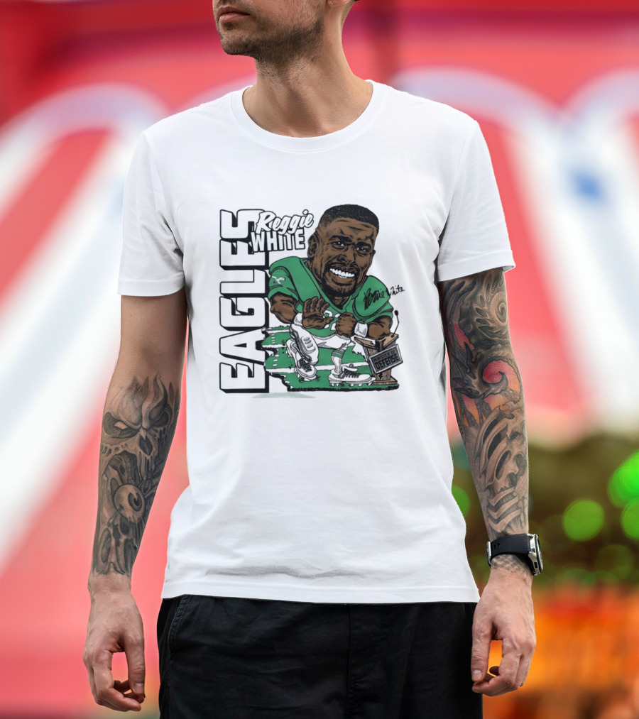 Reggie White Philadelphia Eagles Caricature Art NFL Legendary Player T-Shirt