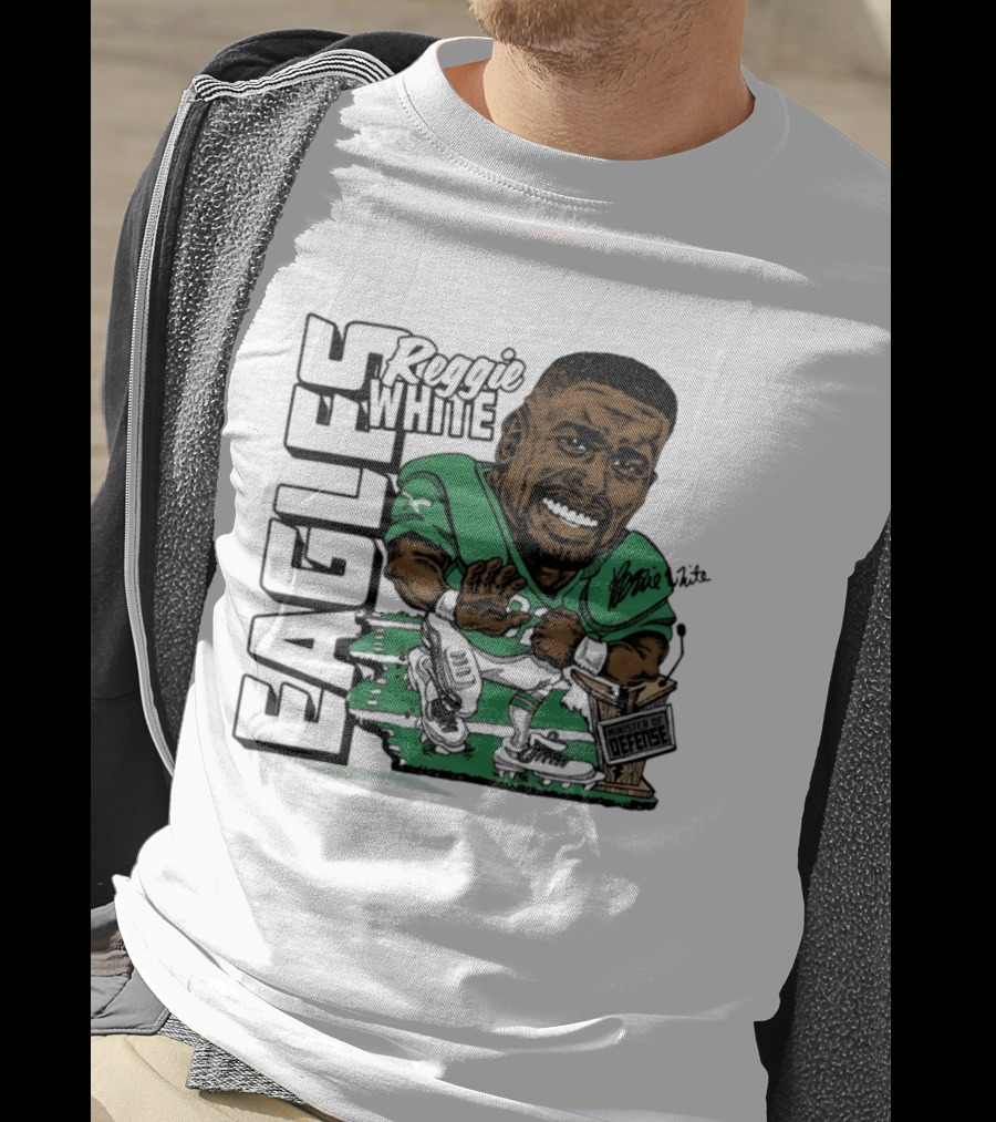 Reggie White Philadelphia Eagles Caricature Art NFL Legendary Player T-Shirt