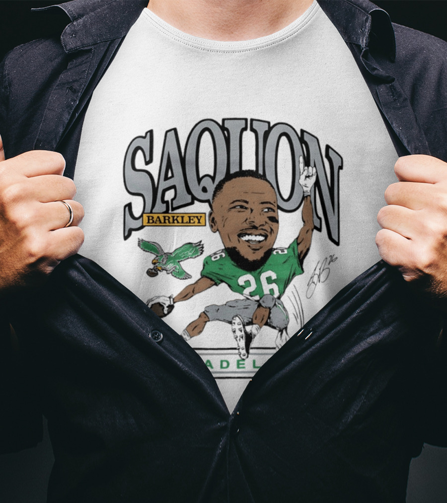 Saquon Barkley Philadelphia Football Caricature Eagles Fan T-Shirt