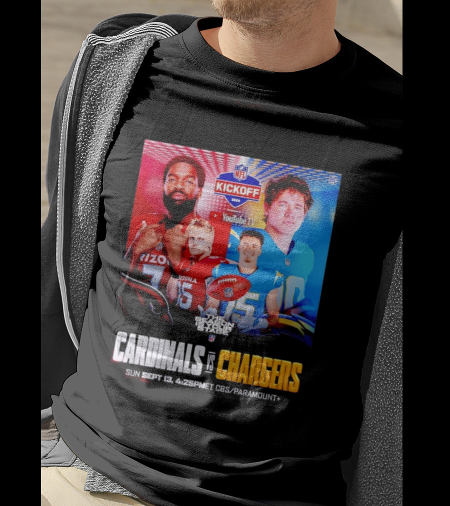 Cardinals Vs Chargers NFL Kickoff 2026 YouTube TV CBS Paramount September 13 T-Shirt