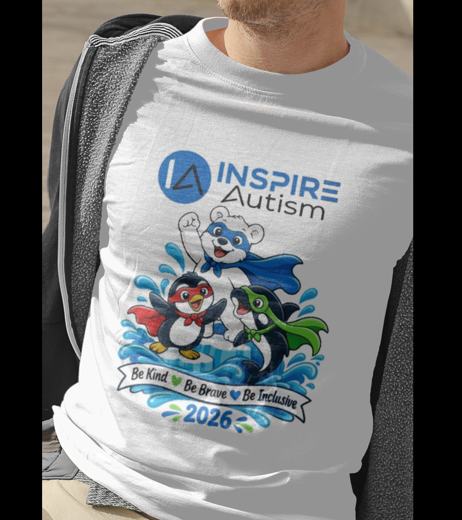 Inspire Autism Hero Walk 2026 Be Kind Brave Inclusive T-Shirt