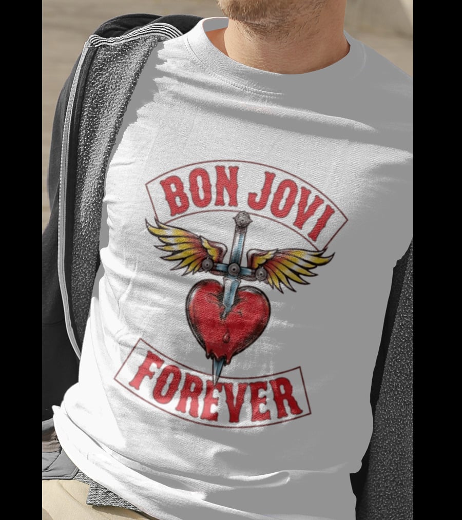 Bon Jovi Forever Heart Dagger Wings T-Shirt