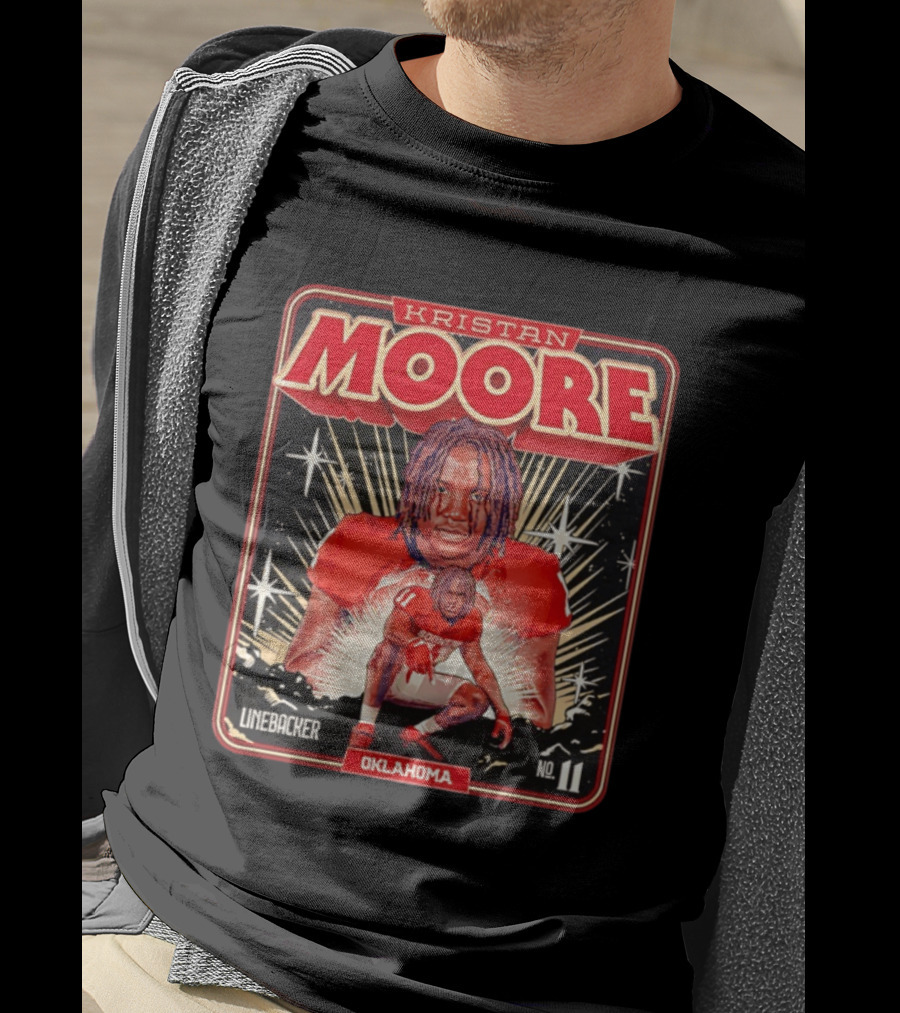 Kristan Moore Linebacker 11 Oklahoma Sooners Football T-Shirt