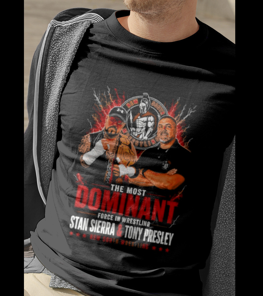 The Most Dominant Force In Wrestling Stan Sierra Tony Presley Nice New South Wrestling T-Shirt