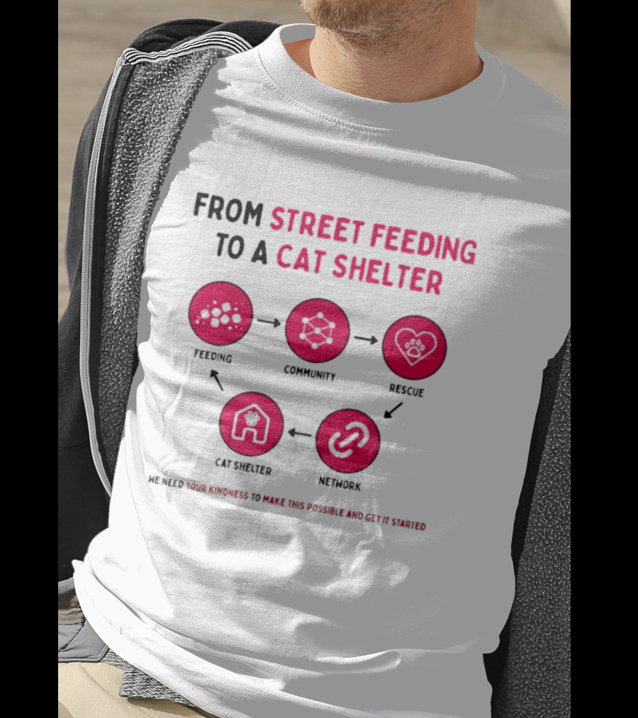From Street Feeding To A Cat Shelter Feeding Community Rescue Cat Shelter Network T-Shirt