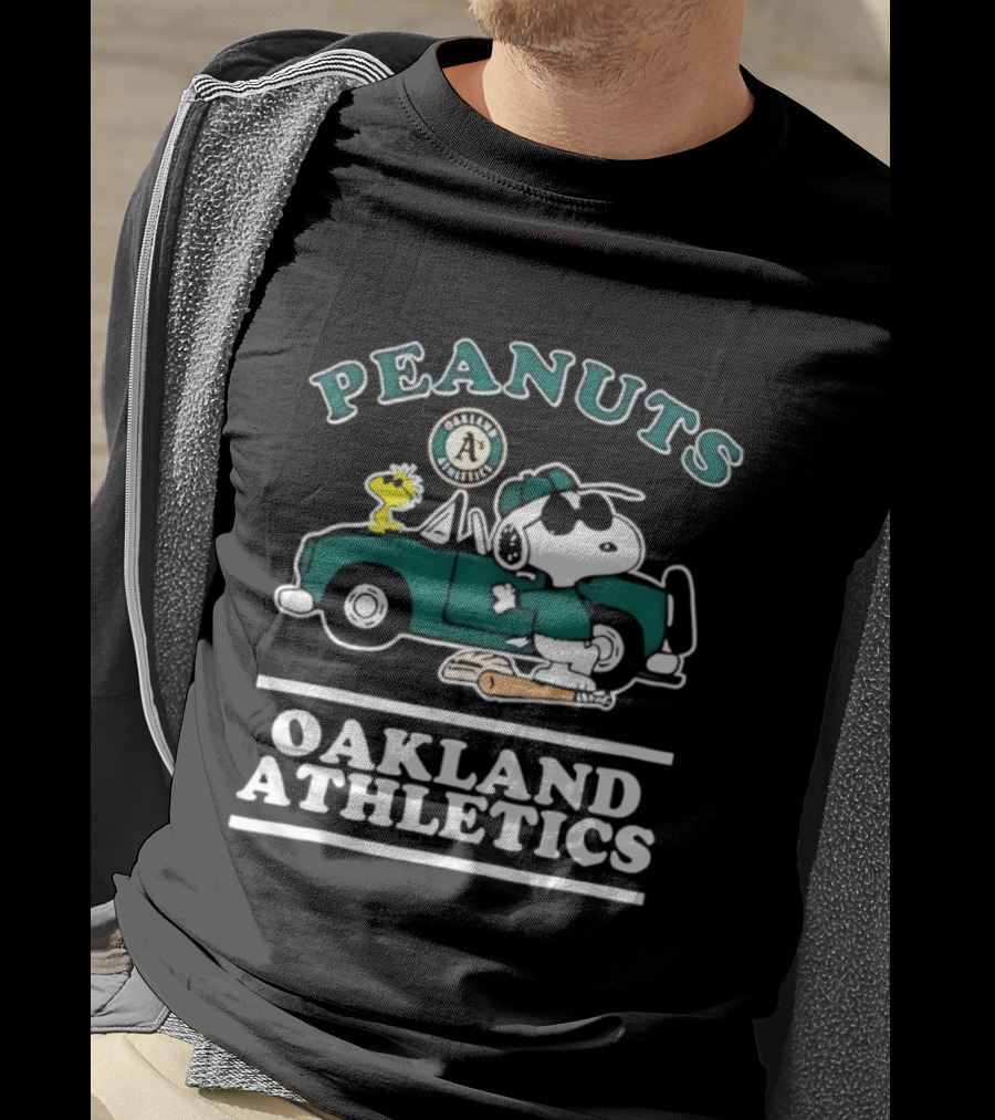 Peanuts Oakland Athletics Snoopy And Woodstock Driving T-Shirt