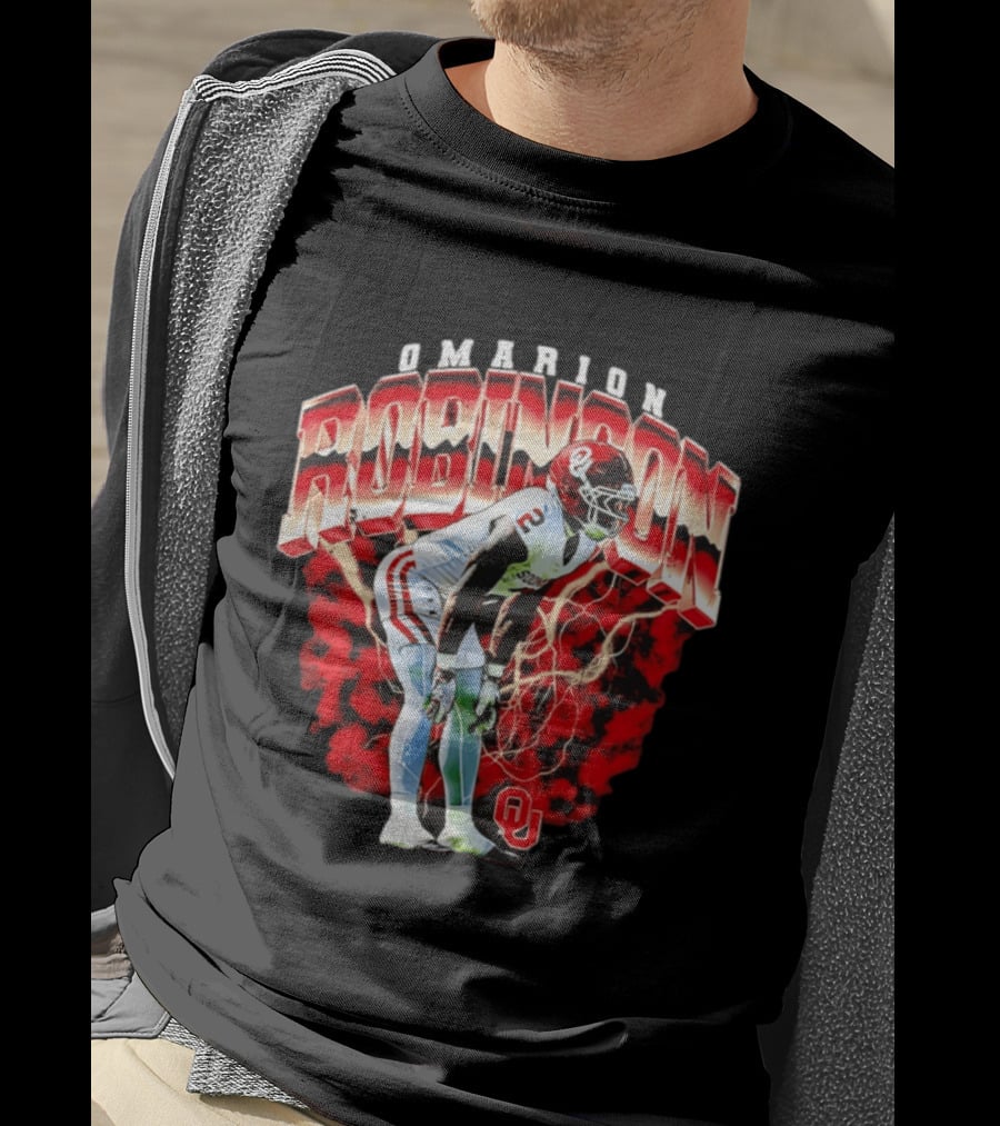 Omarion Robinson Oklahoma Sooners Football Lightning OU T-Shirt