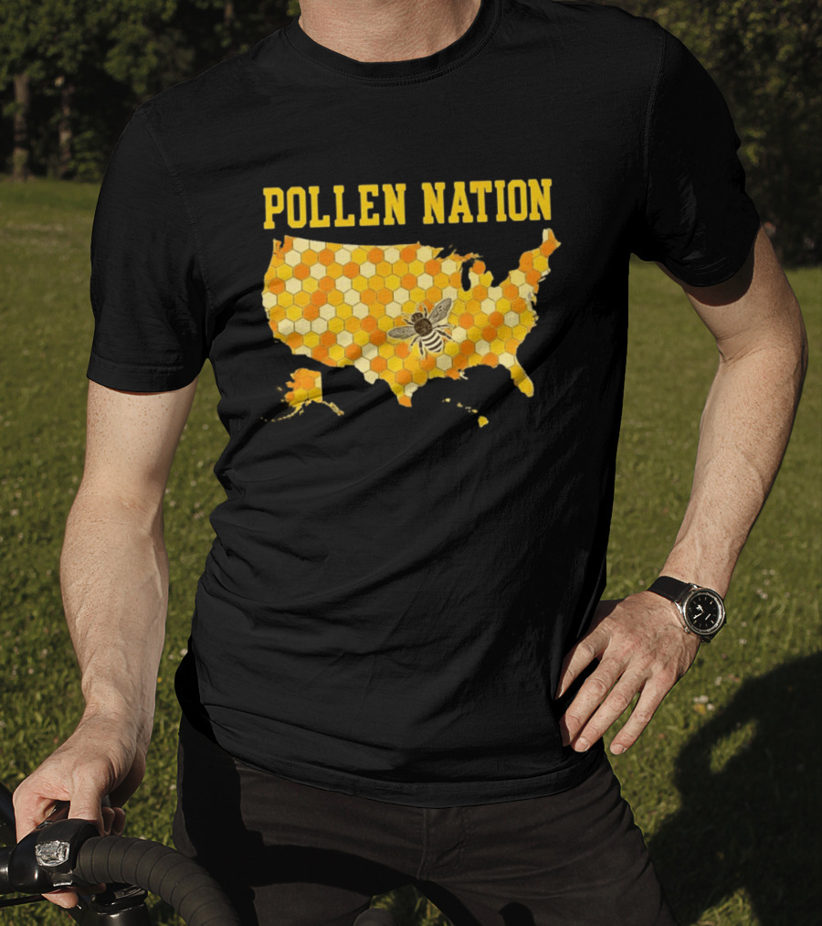 Pollen Nation USA Honeycomb Map Bee T-Shirt