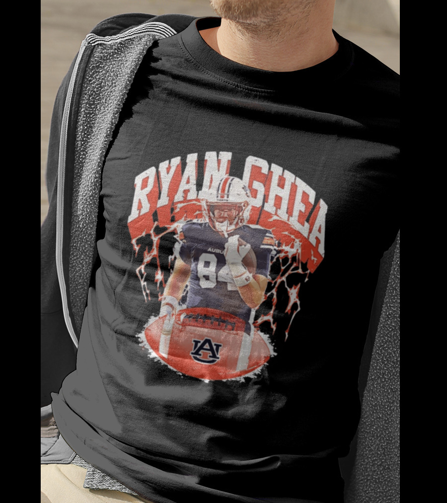Ryan Ghea Auburn Tigers Football Lightning Bold Number 84 T-Shirt