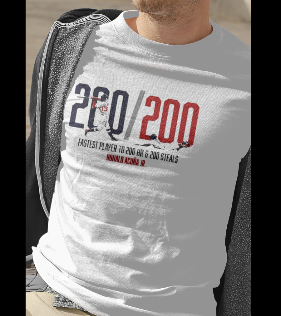 Ronald Acuña Jr. Fastest Player To 200 HR & 200 Steals 200 200 T-Shirt