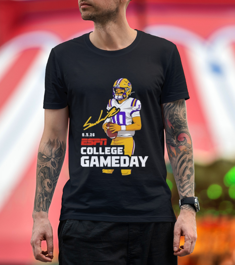 Sam Leavitt 9 3 26 ESPN College Gameday LSU Tigers Football T-Shirt