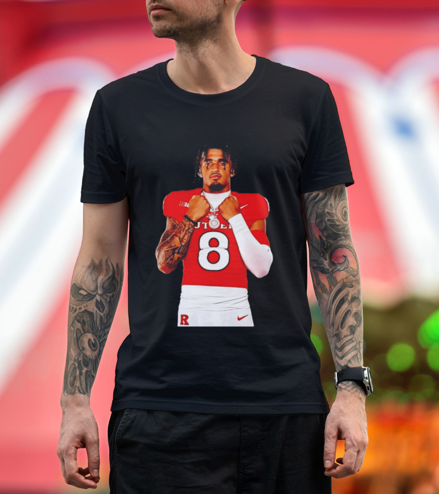KJ Duff Rutgers Scarlet Knights Football Number 8 NCAA Moment T-Shirt