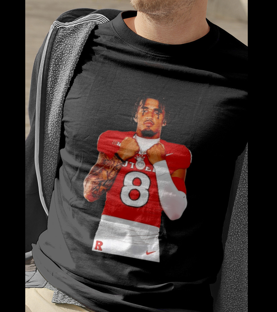 KJ Duff Rutgers Scarlet Knights Football Number 8 NCAA Moment T-Shirt