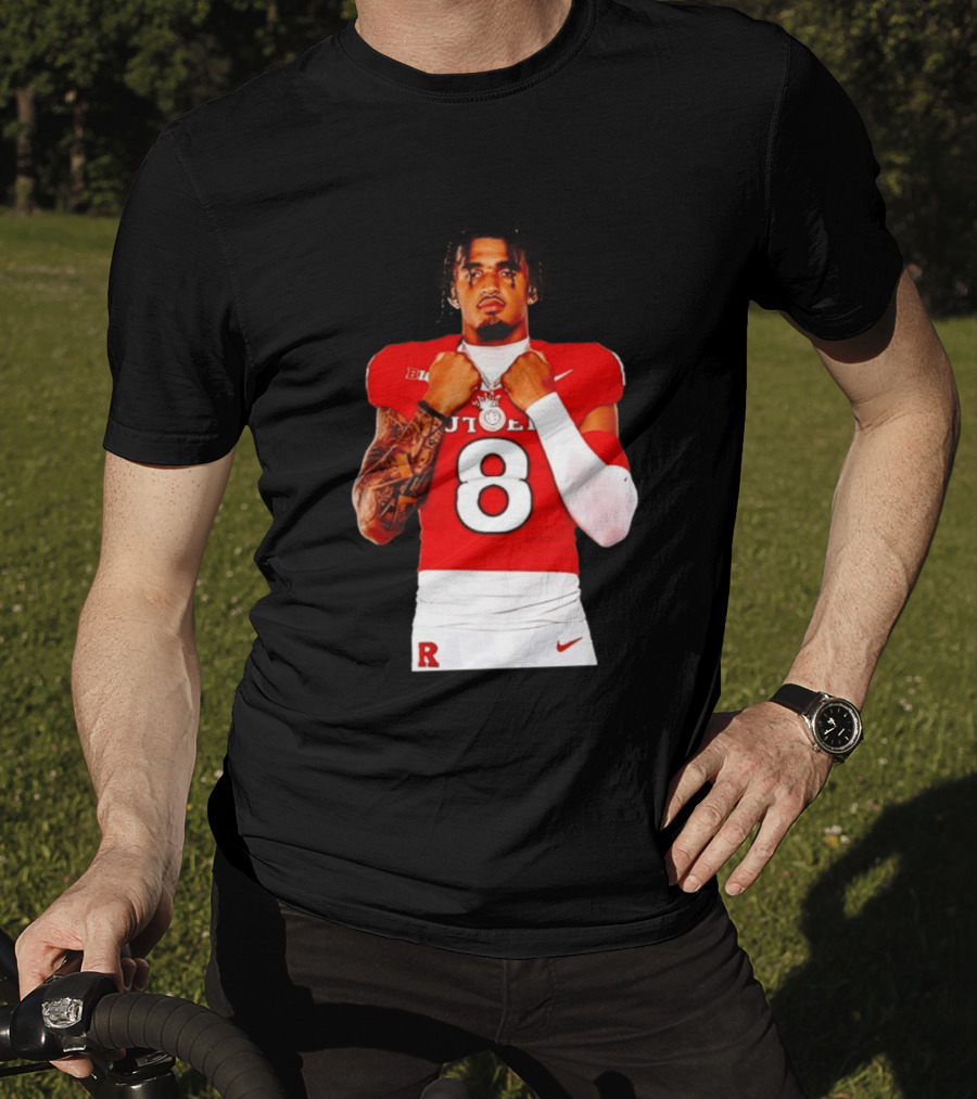 KJ Duff Rutgers Scarlet Knights Football Number 8 NCAA Moment T-Shirt
