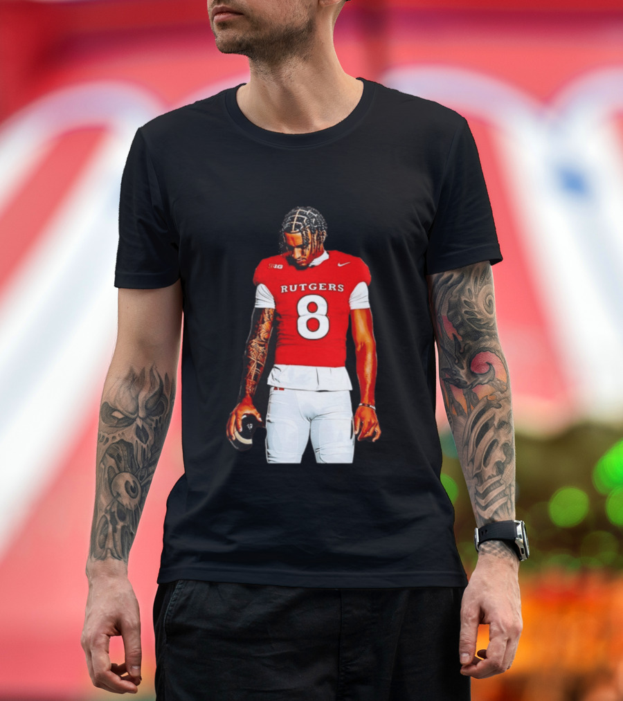 KJ Duff Number 8 Rutgers Scarlet Knights NCAA Football Player Nike Jersey T-Shirt