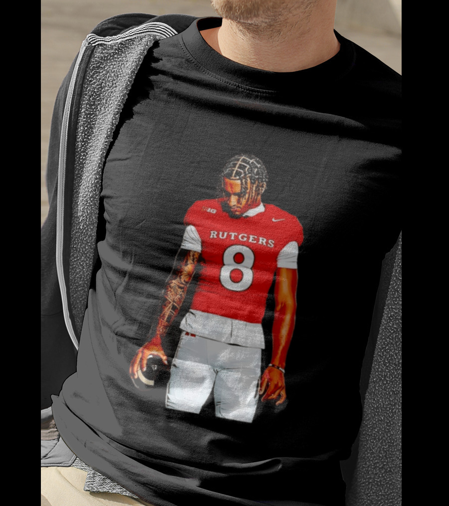 KJ Duff Number 8 Rutgers Scarlet Knights NCAA Football Player Nike Jersey T-Shirt