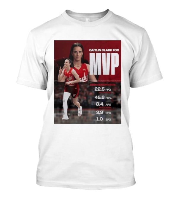 Caitlin Clark For MVP 2026 Stats 22.5 PPG 45.6 FG% 8.4 APG 3.9 RPG 1.0 SPG T-Shirt