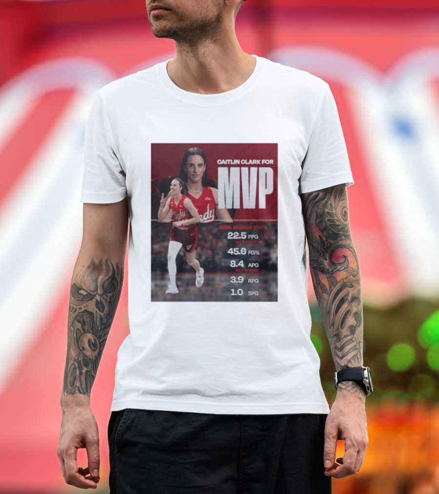 Caitlin Clark For MVP 2026 Stats 22.5 PPG 45.6 FG% 8.4 APG 3.9 RPG 1.0 SPG T-Shirt