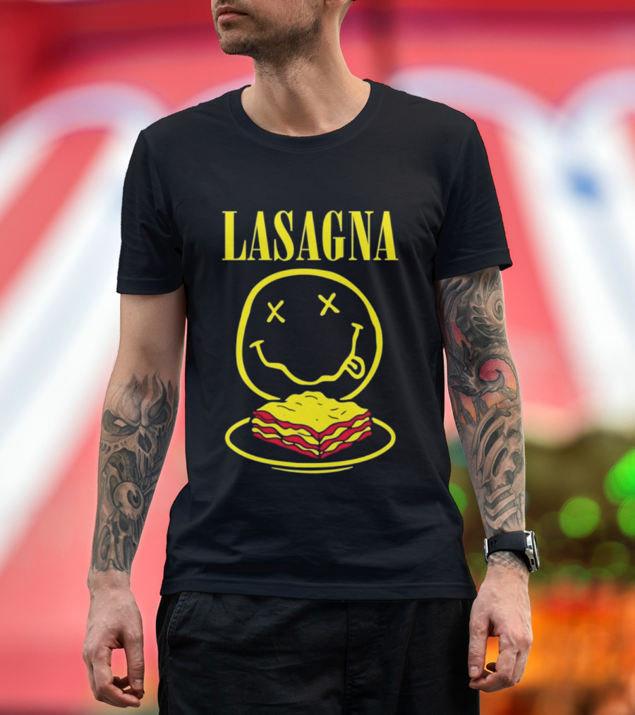 Lasagna Smiley Face Grunge Band Nirvana T-Shirt