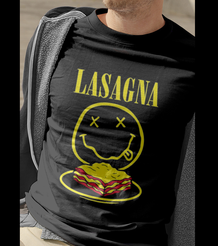 Lasagna Smiley Face Grunge Band Nirvana T-Shirt