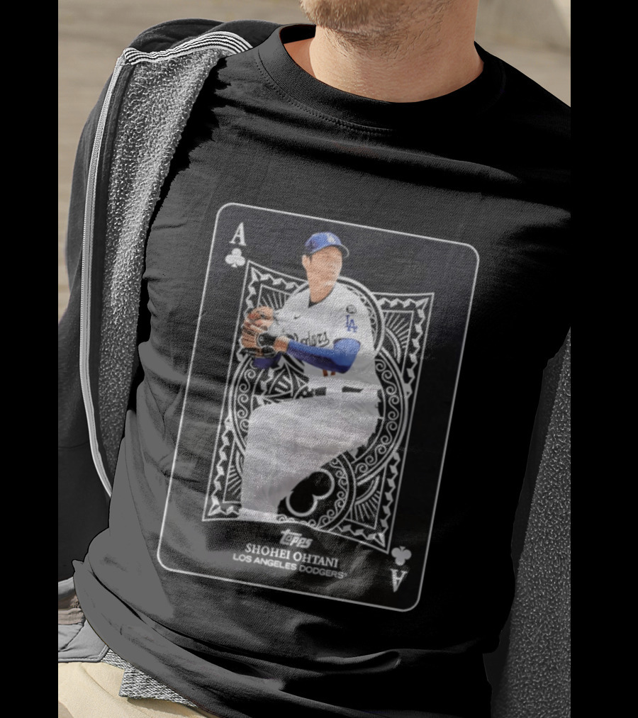 Los Angeles Dodgers Shohei Ohtani Topps Ace Of Clubs T-Shirt