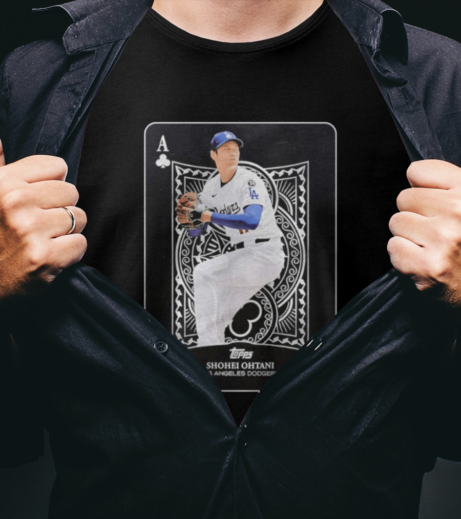 Los Angeles Dodgers Shohei Ohtani Topps Ace Of Clubs T-Shirt